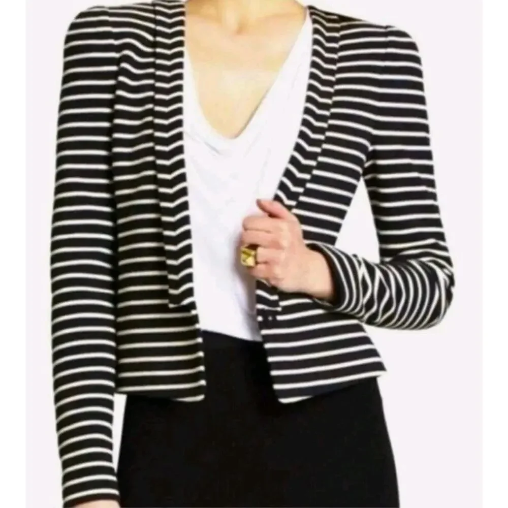 BCBGMaxazria Hendrix Black White Striped Blazer Jacket Womens Sz‎ XS Elegant